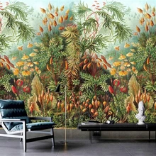Пользовательские европейские ретро тропические растения тропические леса гостиная фон 3D Настенные обои papel де parede Beibehang