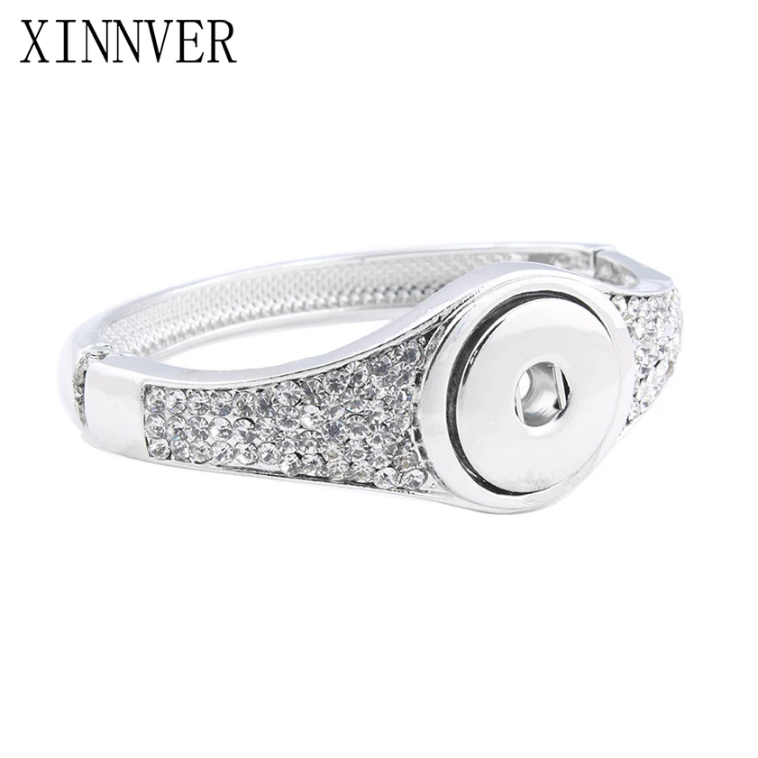 

Newest Snap Bracelet&Bangles High Quality White Crystal Charms Bracelets For Women Fit 18mm Xinnver Snaps Button Jewelry ZE221