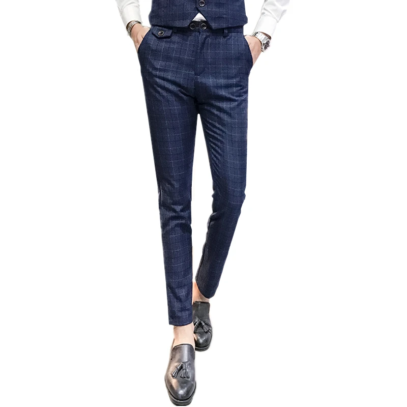 Suits Pants Men Size S M L XL 2XL 3XL 4XL 5 XL Navy Blue Fashion