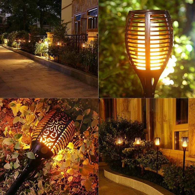 LED Solar Flame Lamp IP65 LED Garden Decoration Landscape Light Waterproof Outdoor Lawn Lamp Path Lighting Torch Light Spotlight
