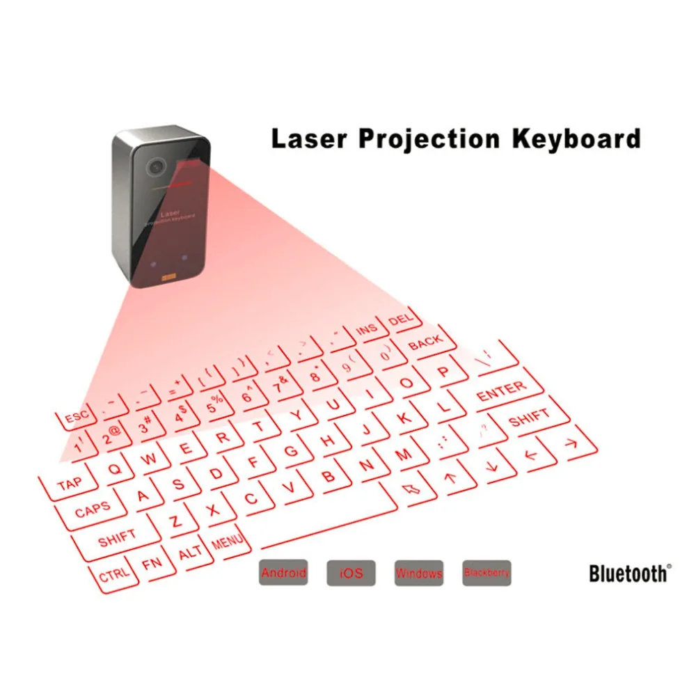 Koop Portable Bluetooth Wireless Virtual Laser Keyboard Mini Bluetooth Projection Keyboard for Windows For Mobile Phones