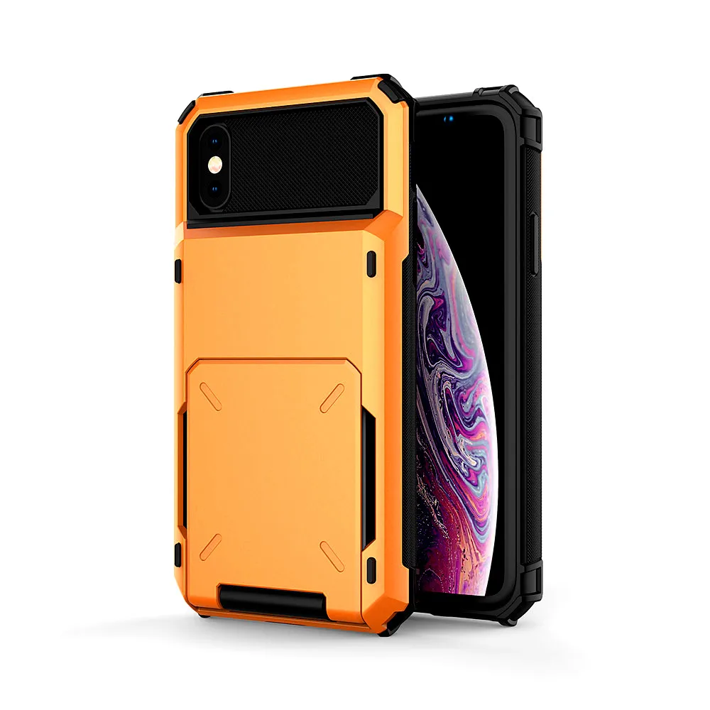 Для iPhone X XS MAX XR 7 8 Чехол кошелек ID Слот кредитный держатель для карт чехол для iPhone XR 7 7+ 6 6S X 10 чехол для iPhone 8 XR XS - Цвет: Orange