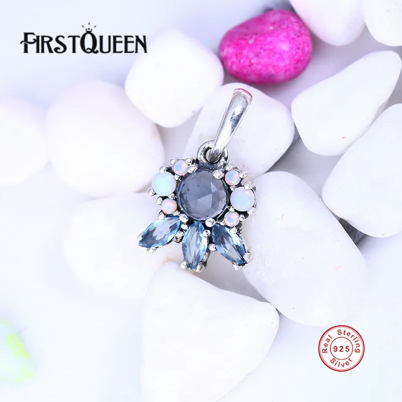 

FirstQueen Patterns of Frost Charms For DIY Jewelry Making 925 Sterling Silver Multicolored Crystal Pendant Fit For Bracelets E