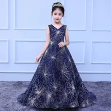 Новинка года; роскошное Летнее Детское изысканное Пышное вечернее платье с длинным шлейфом для девочек; элегантное платье для подростков