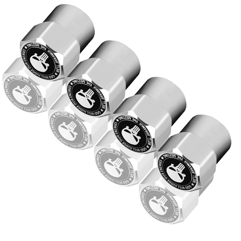 

4pcs Car Tire Valve Stem caps The Punisher Skull Emblem Car Wheel Tires Valves Tyre Stem Air Caps Airtight Cover Accessoires