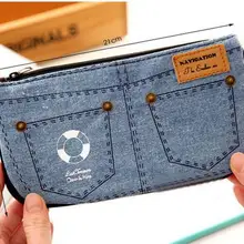 Творческий джинсовые шорты большая емкость пенал холст косметичка