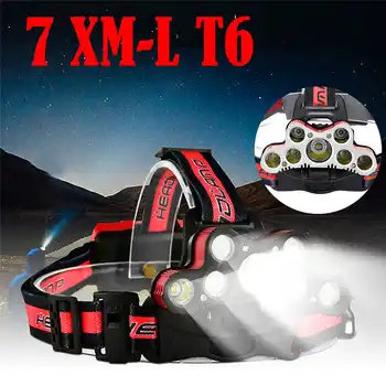 

Super Bright 40000 LM 7X XM-L T6 LED powerful led flashlight Rechargeable Headlamp Headlight Travel Head Torch #3S27