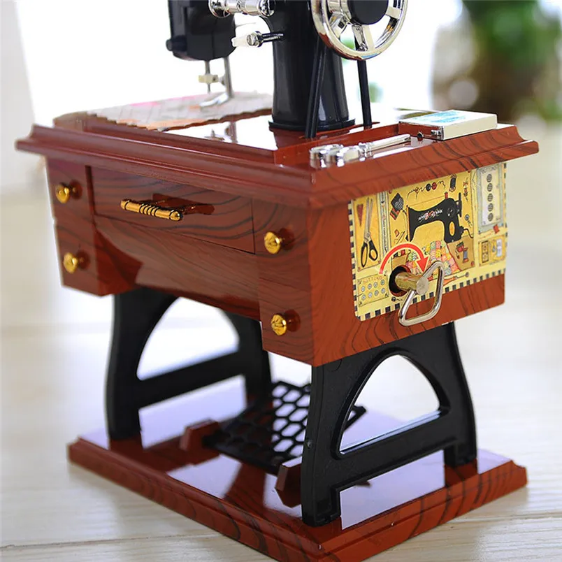 Новая Винтажная музыкальная шкатулка мини швейная машина стиль механический Рождественский подарок на день рождения настольные украшения домашний Декор#4n27