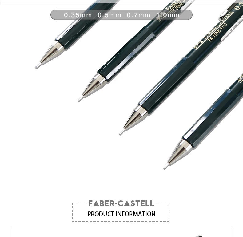 Faber-Castell механический карандаш в металлическом корпусе 0,5/0,7/0,9 мм грифель НВ, премиум качество для художников, офиса и школы