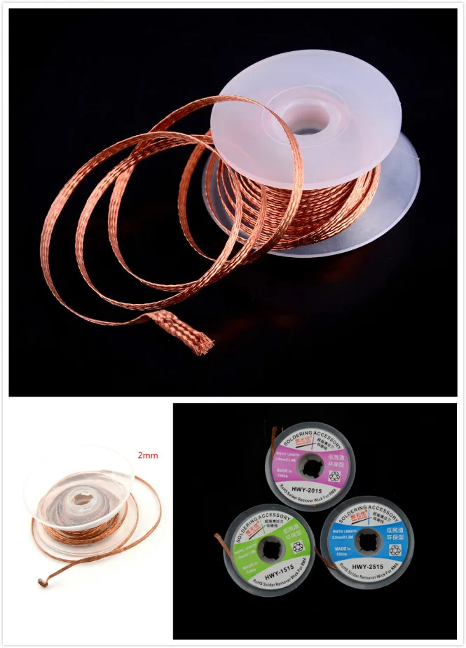 

Wire Repair Tool Metal Color Tin 1.5mm/2mm/2.5mm/3.5mm 1.5M Desoldering Braid Solder Remover Wick Soldering Accessory New