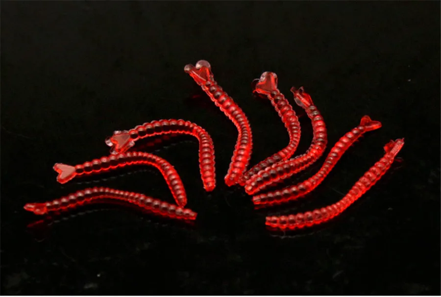 50Pcs 100pcs Fishy Smell Red Worm Fishing Lure 2cm Silicone Earthworm Artificial Lures Carp Fishing Lifelike Soft Bait (3)