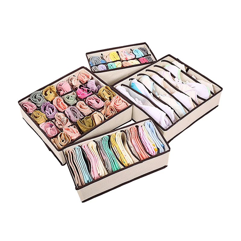 

Folding Storage Boxes For Ties Socks Shorts Bra Underwear Divider Drawer Container Closet Organizer