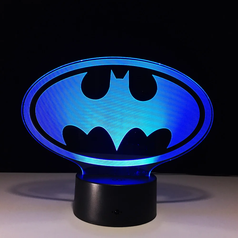 Chaohui Marvel Герой Бэтмен маска логотип 3D светодиодный светильник визуальный Toch крутая фигура детские игрушки Настольный Ночной светильник Luminaria подарок для детей
