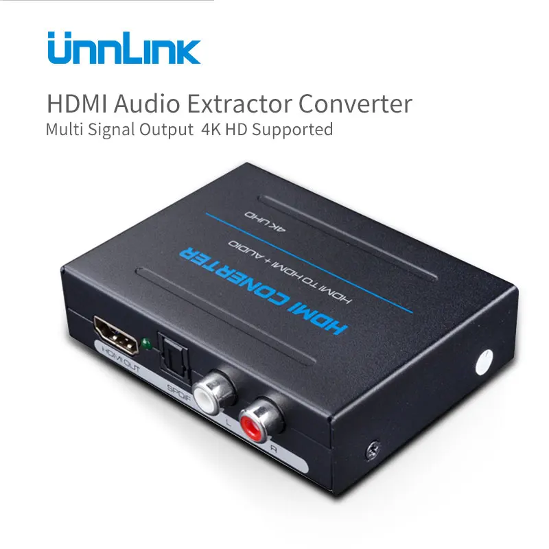 Unnlink HDMI Audio Extractor Converter HDMI to HDMI Optical Toslink RCA L R Adapter 4K UHD