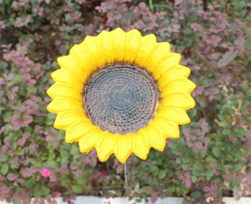 2 в 1 Железный цветок садовый декор Европейский стиль открытый кормушка для птиц в саду горшок для оформления дома - Цвет: Sunflower