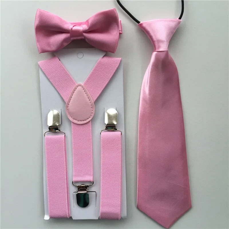 

Pink Color Classic Solid Colors Kids Boys Suspenders Bow tie Ties Set Adjustable Elastic Straps Apparel Accessories BDTZ008a09