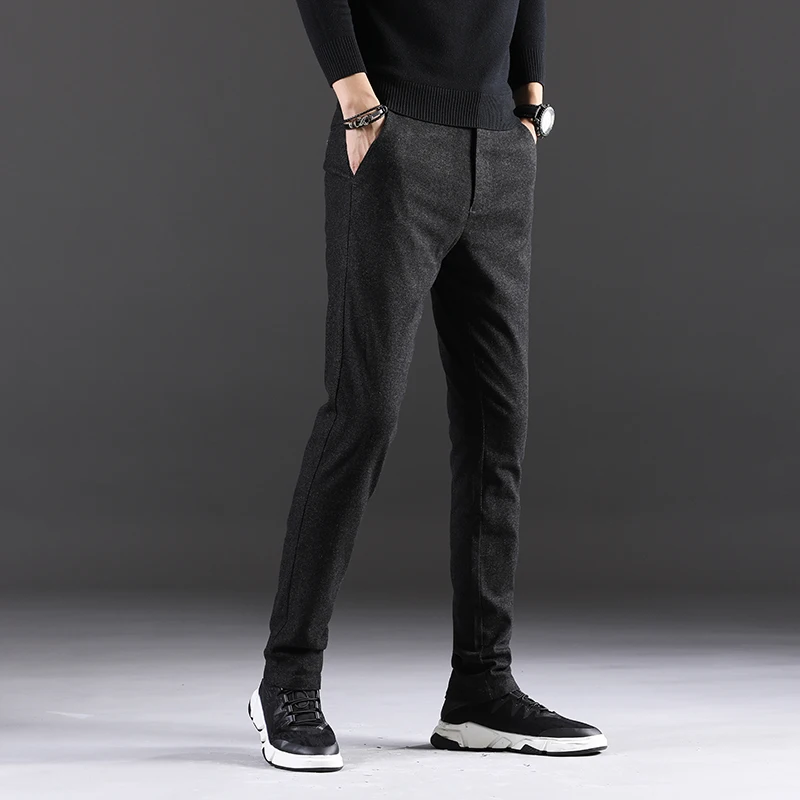 2019 herbst Winter Neue Männer Casual Hosen Business Fashion Schleifen Hohe Qualität Slim Fit Hose Männlichen Schwarz Navy Marke Kleidung