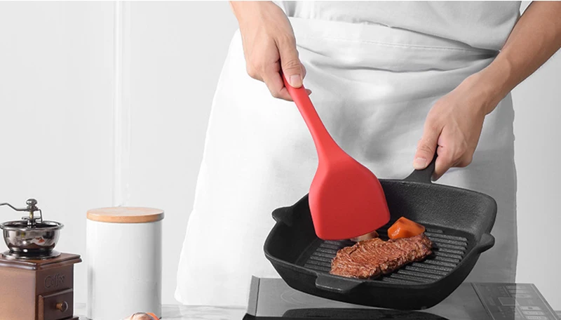 KMYC длинный сковородка с ручкой Тернер силиконовый практичный антипригарный Флиппер металлическая кулинарная лопатка инструмент для кухни кухонная утварь