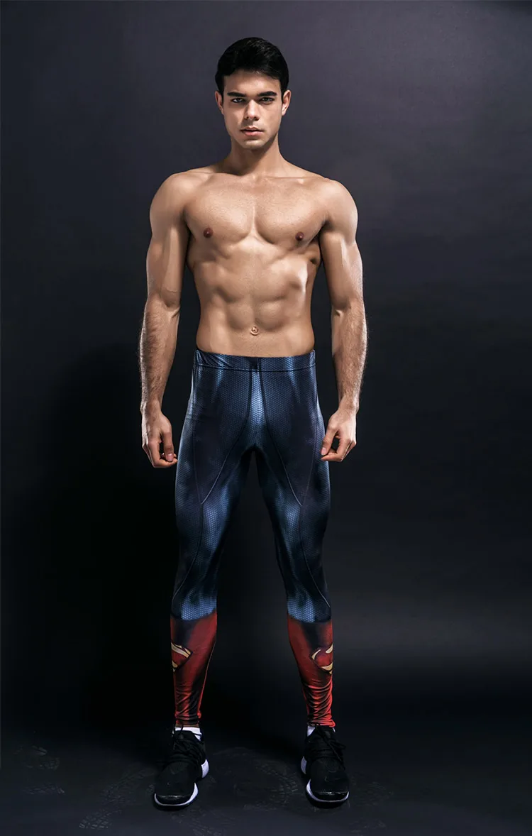 Узкие спортивные брюки для мужчин утягивающие брюки для мужчин модные леггинсы Для мужчин Jogger Для мужчин 3D Фитнес Штаны Супермен ElasticTrousers