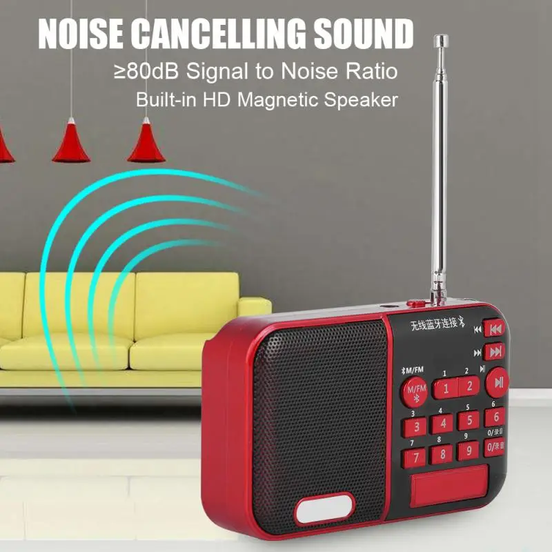 

Noise Cancelling Digital FM Radio U Disk/TF Music 6-8 Hours Play Radio Mini Bluetooth Radio Speaker