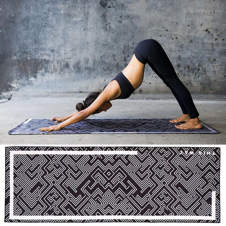 

Digtal Print Black Yoga Mat Towel Mircofiber Sport Fitness Gym Exercise Pilates Workout Portable Training Cover Blanket