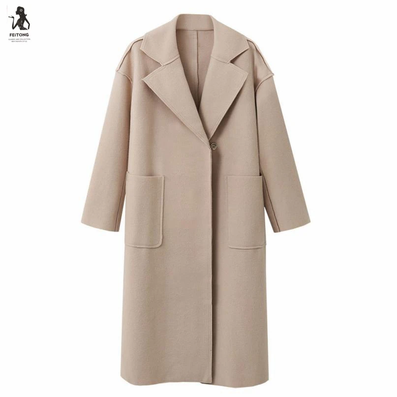 Women Long Sleeve Oversize Loose Cashmere Woollen jacket Cardigan Coat