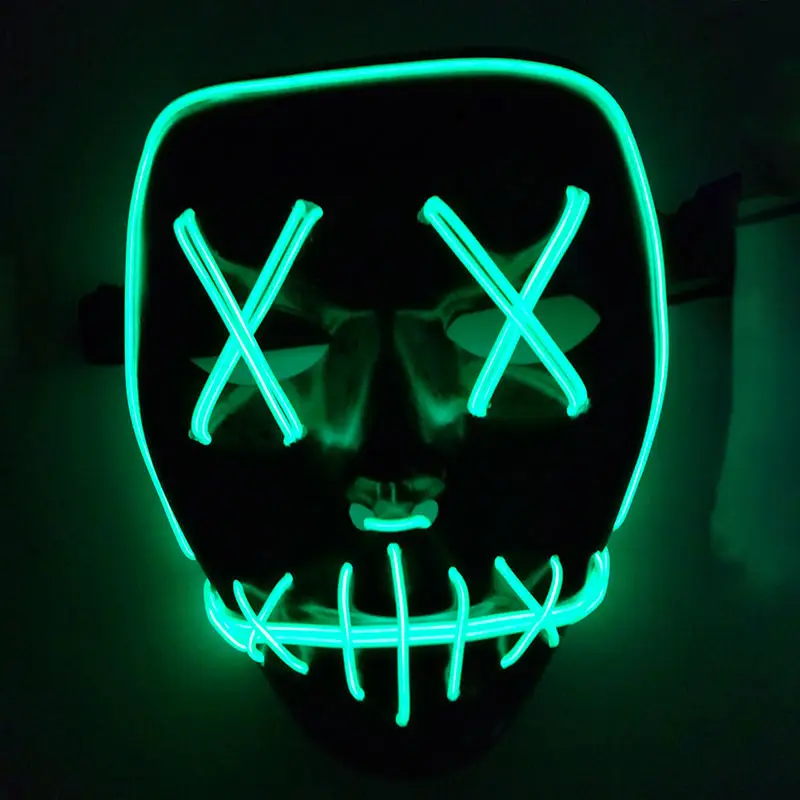 Маска на Хэллоуин Светодиодный светильник Вечерние Маски Неон Косплей тушь для ресниц ужас светящийся в темноте маска - Цвет: YW1136-1