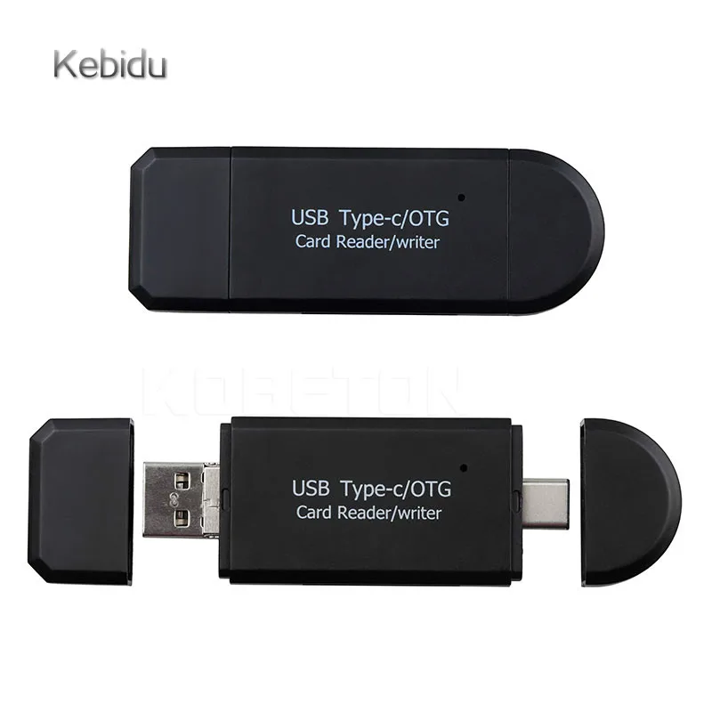 

Kebidu 3 In 1 USB OTG Card Reader Flash Drive High-speed USB2.0 Type-C USB Combo with 2-Slot Adapter for MacBook 12" Smartphone