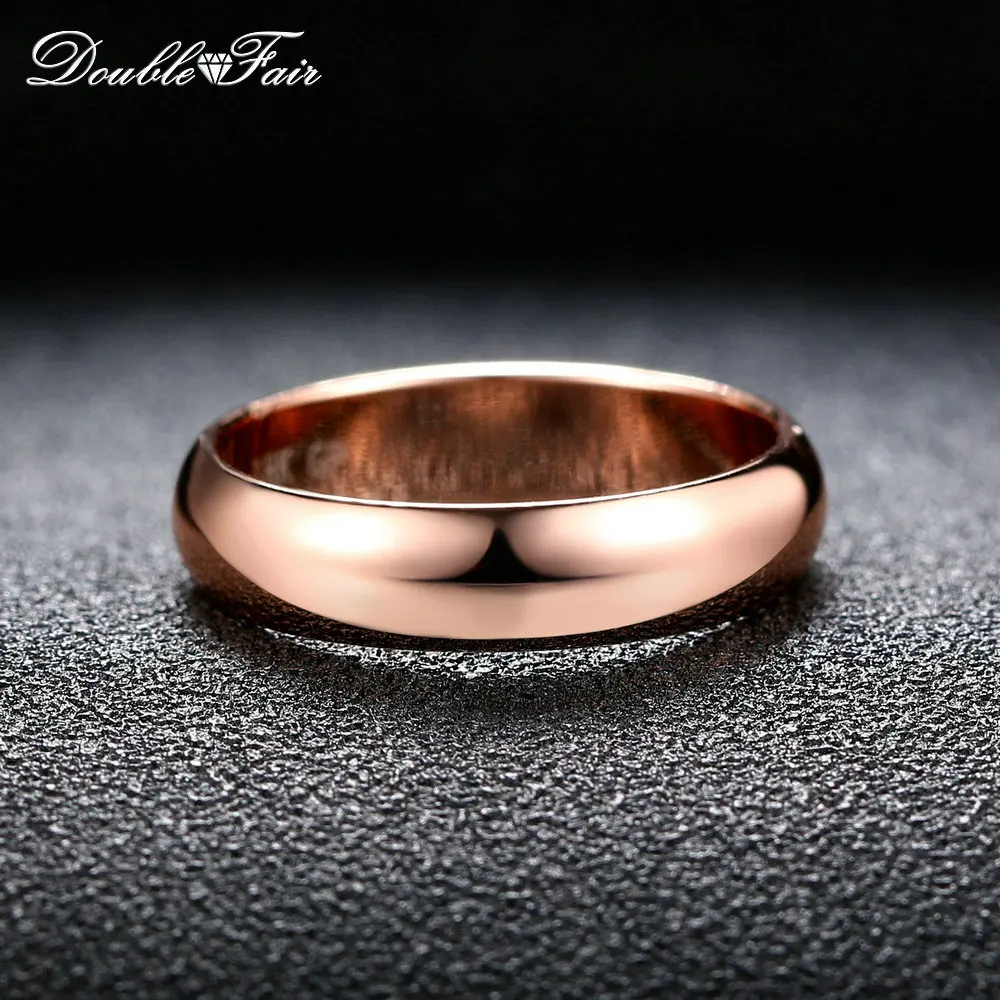 Double Fair Simple Design Couple Round Rings Rose Gold/Silver Color Fashion Wedding Jewelry For Men&Women Lover Wholesale DFR049