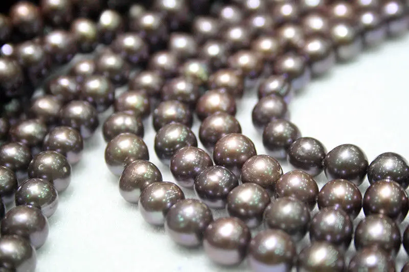 Wan 00660 9 10 мм кофе круглый пресноводный жемчуг свободные бусины 15"|loose beads|beads