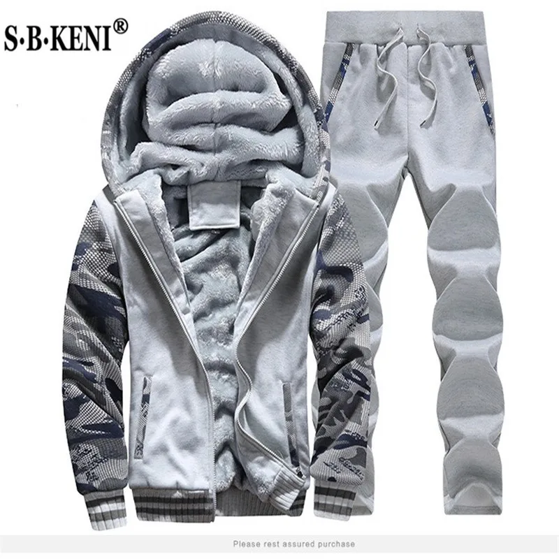  Wholesale Winter New Tracksuit Brand Men Sporting Fleece Thick Hoodies Casual Track Suit Men Jacket