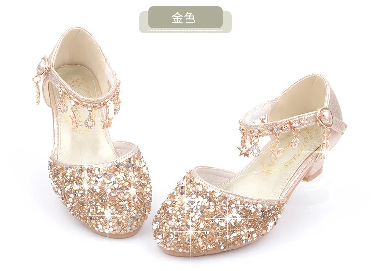 2019 Новинки для девочек детские сандалии для принцесс женская обувь Маленькая девочка Обувь на высоком каблуке Танцы производительность