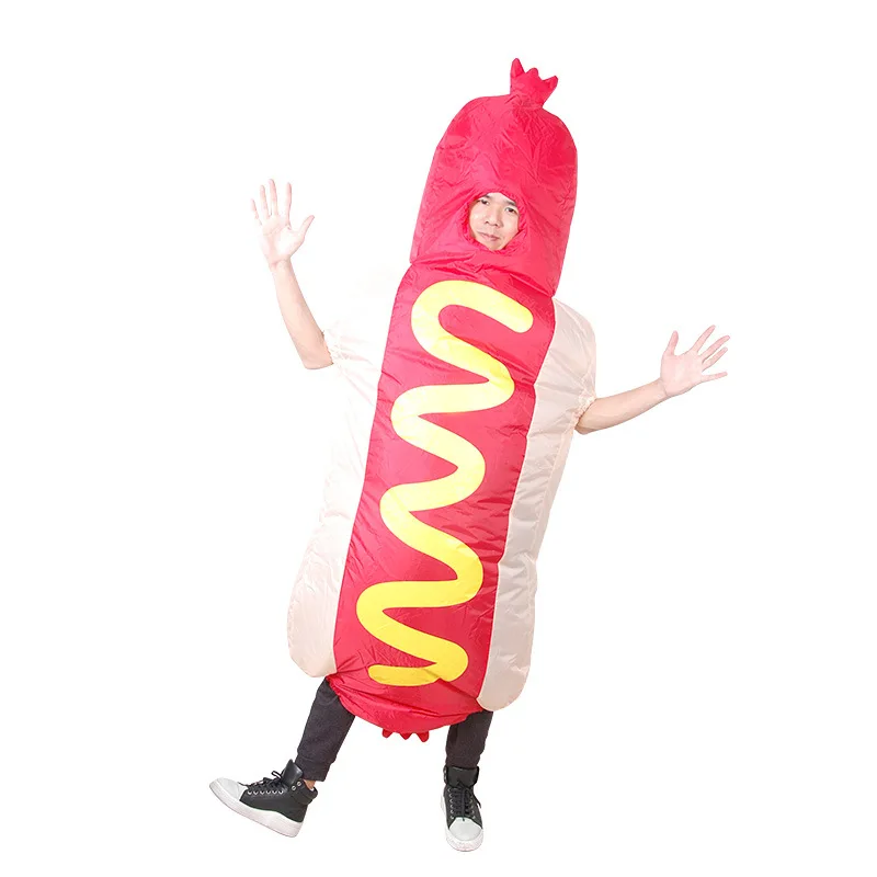 Roupa para cosplay de cachorro quente inflável, roupa para adulto