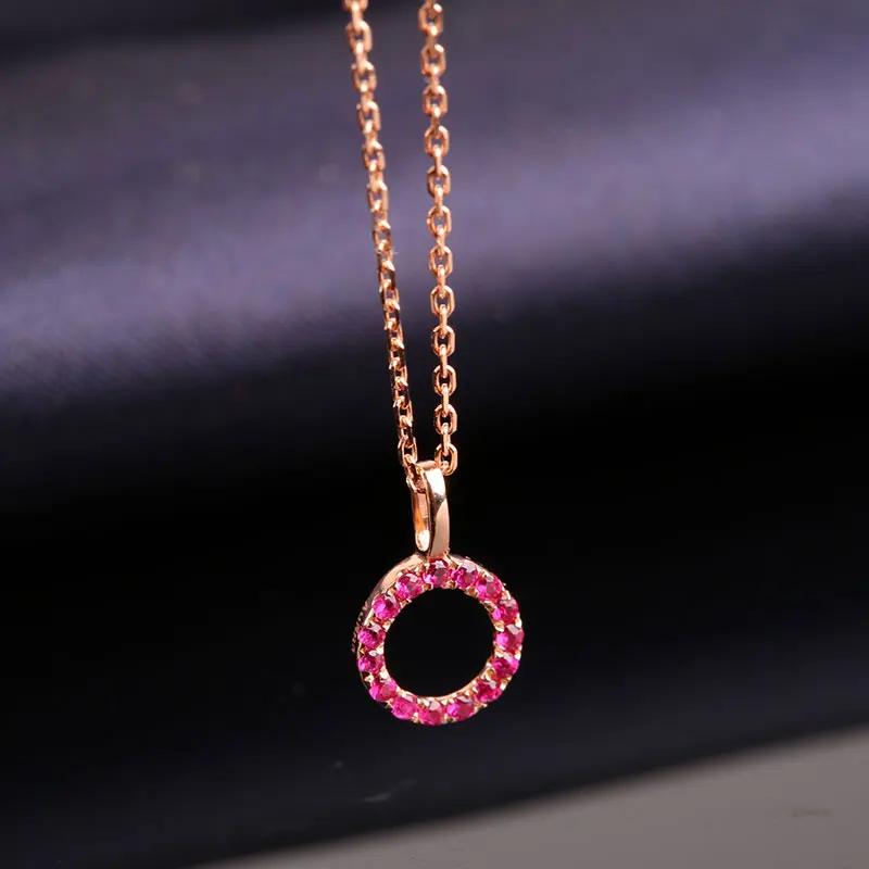 

Robira Statement Choker Necklace 14K Gold Natural Ruby Round Pendants Necklace For Women Birthday Precious Stone Jewelry