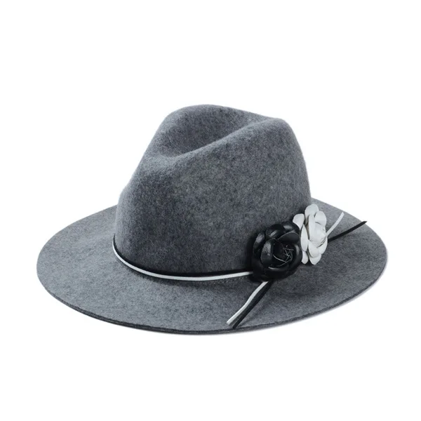 Австралийская Шерсть Женская зимняя Auturmn Floppy Brim Flower Camellia Fedora шляпа для элегантных laday церковная Кепка Панама топ шляпа 20