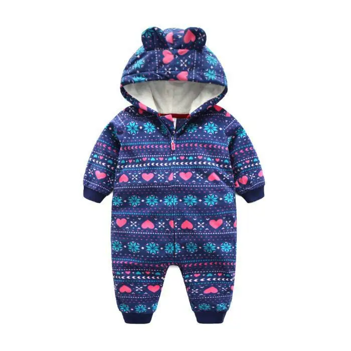 2017 new 3 colour baby girl clothes with hooded Ear outwear baby jumpsuits 6M 24M war