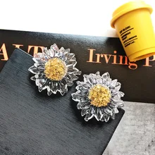 Япония и Южная Корея Горячие Модные ювелирные изделия элегантные белые прозрачные серьги Подсолнух чистая красная для девочек подарок для женщин