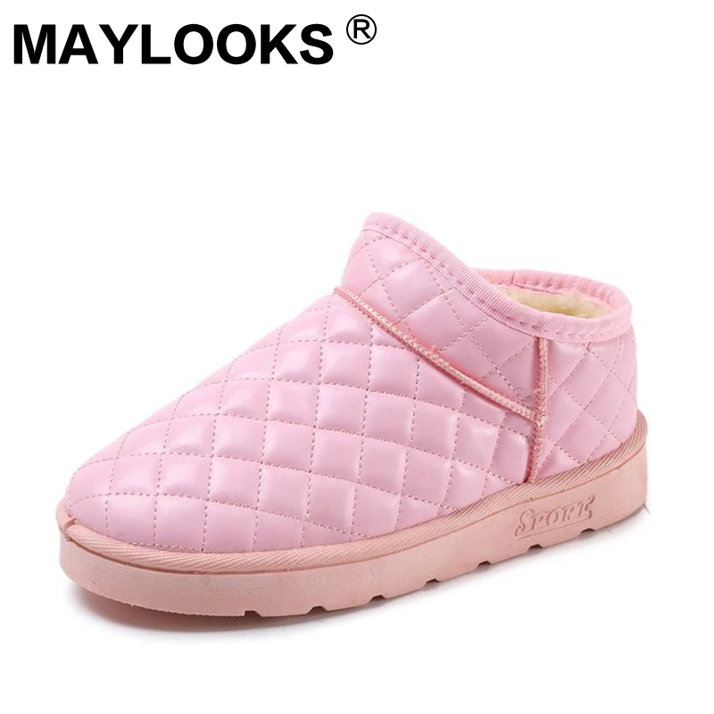 

Short tube snow boots women plus velvet leather waterproof non-slip boots M-313