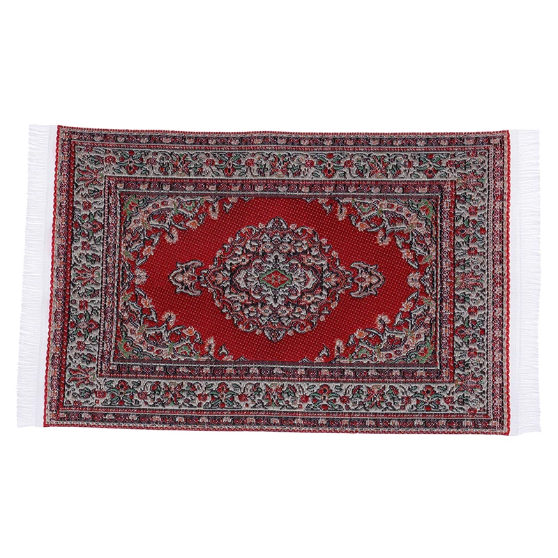 

1:12 Woven Floral Rug Floor Coverings Gifts Dollhouse Miniature Embroidered Carpet Decoration Craft Figurines Toys