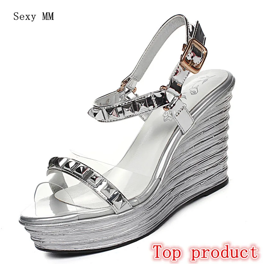 

Genuine Leather Women Platform High Heel Wedge Gladiator Sandals Shoes Woman High Heels Wedges Sandals