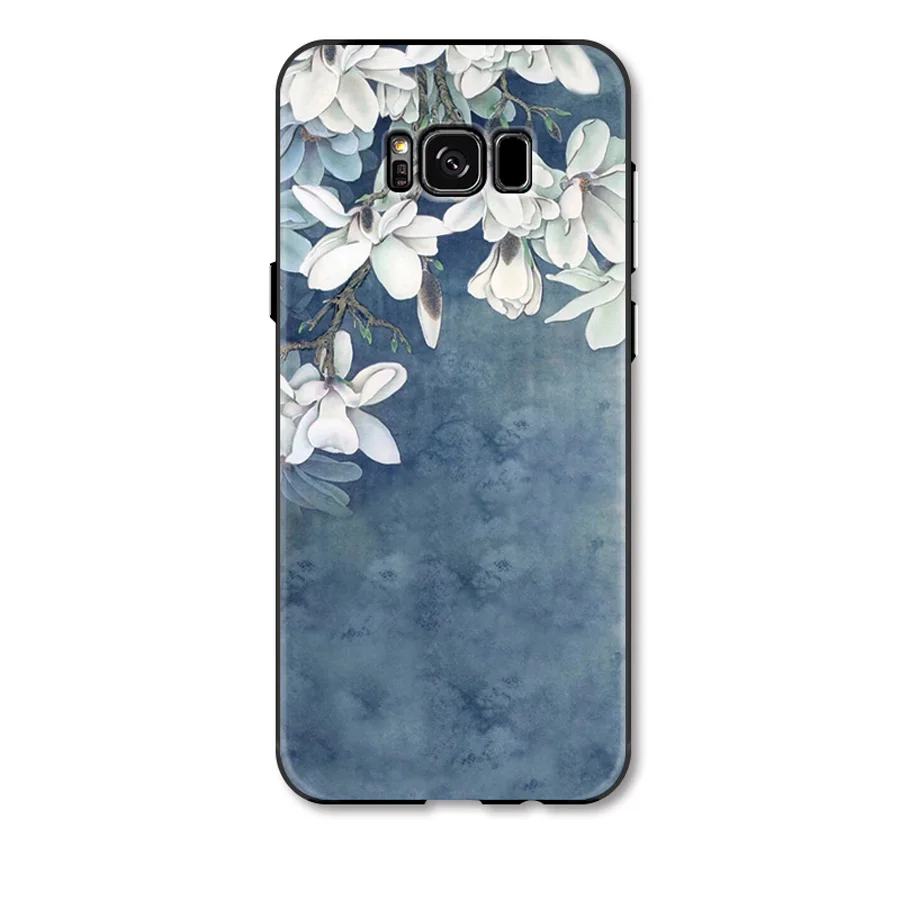 

For samsung galaxy note 9 note 8 s8 s9 plus case cover Retro 3d relief flower floral matte soft silicon protective phone bag