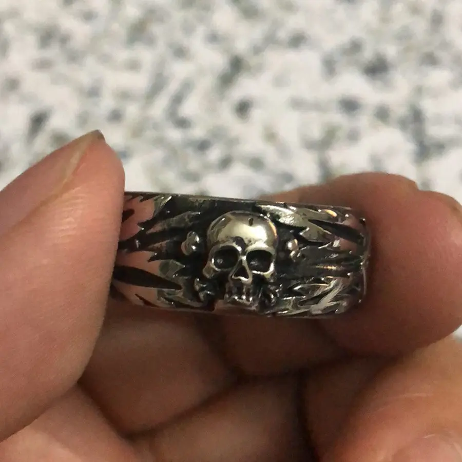 

Size 6 To Size 15 Unisex 316L Stainless Steel Cool Silver Punk Gothic Biker Skull Newest Hot Ring