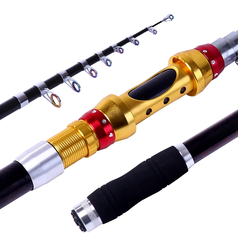 Top Quality 3.3m Gold Fishing Rod Carbon Telescopic Casting Rod