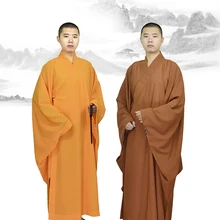 Унисекс, желтая буддистская Униформа Лохан, хлопковый Халат дзен, одежда для боевых искусств кунг-фу, весенне-осенний костюм монаха шаолина