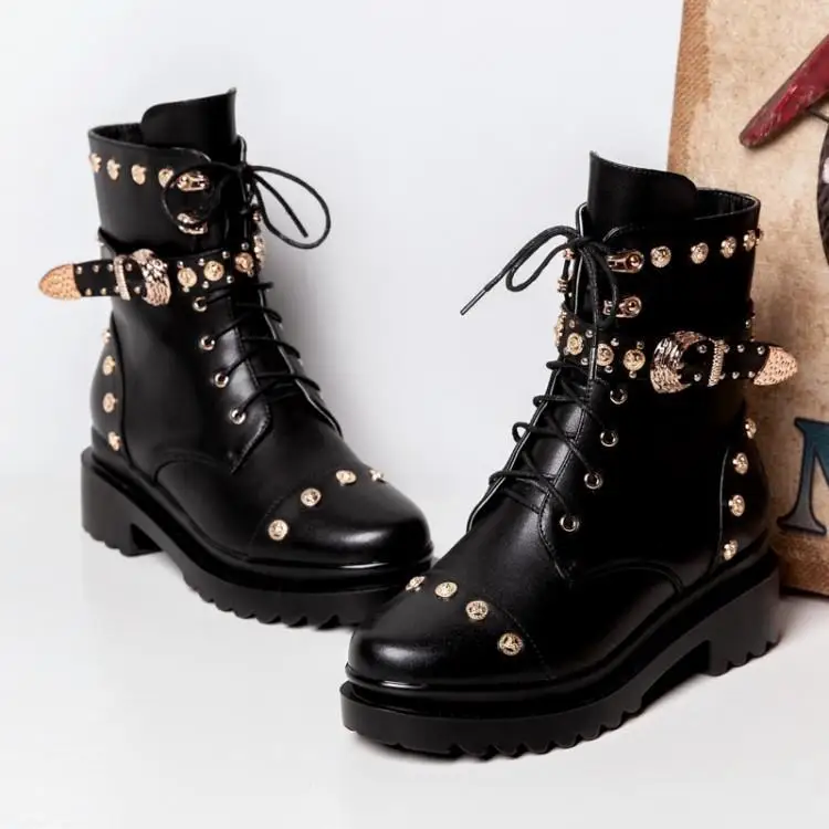Croix Ceinture Zapatos Pour Boucle En Rivers Dame Frais Martin De Luxe Liée Fille Chaussures Or Clouté Femme Métal Cuir Noir Hiver Bottes YyIf76bgv