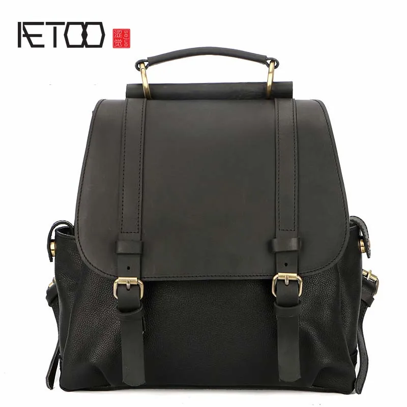 

AETOO Designer original Japanese retro art first layer cowhide student bag female shoulder bag leather Korean bag
