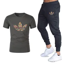 Summer Hot Sale Men's Sets T Shirts+pants Two Pieces Sets Casual Tracksuit Male 2019 Casual Tshirt Gyms Fitness trousers men