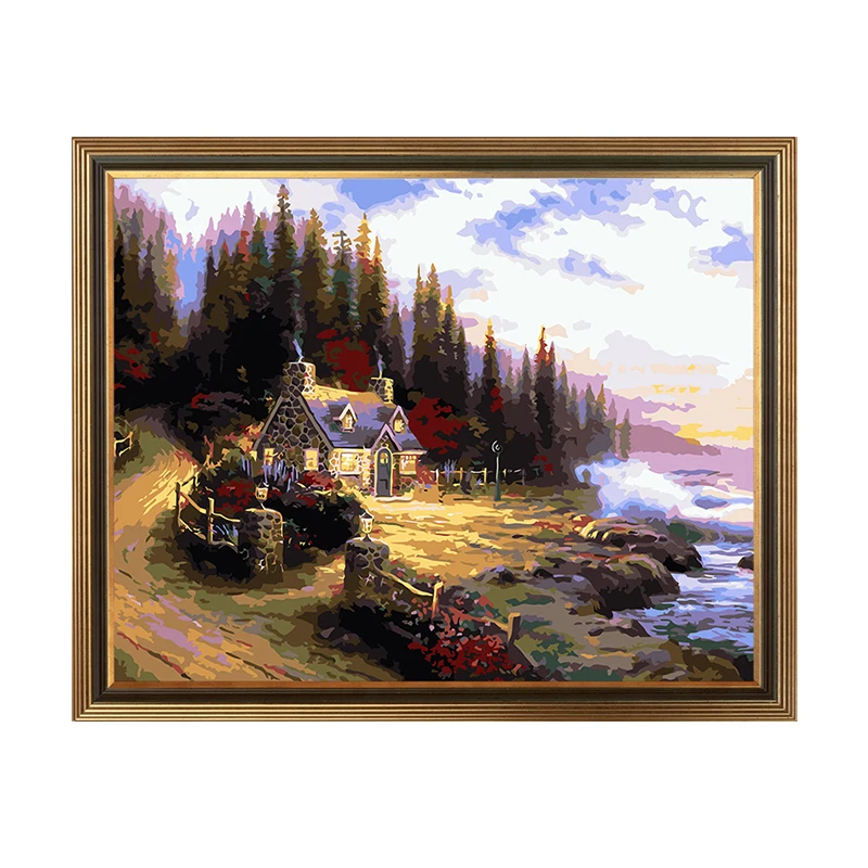 Painting By Numbers oil painting Diy Landscape Hand Painting Linen