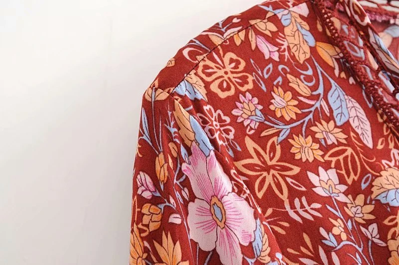 Boho шикарное платье с цветочным принтом и поясом, Пляжное богемное макси платье, женское летнее платье из искусственного шелка с перекрестным v-образным вырезом