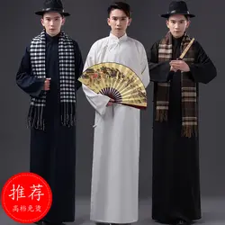 Китайский стиль с длинными рукавами мужской ТВ этап Talk show халат Уникальный костюм национальный тренд длинное платье для Республики Китай